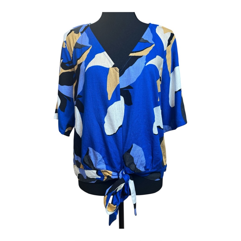 Nine‎ West Woman's Dolman Sleeve Tie-Front V-Neck Business Casual Blouse, Size M